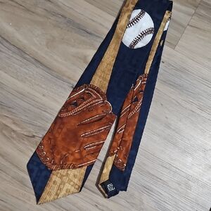 Evan Picone Baseball Silk Tie in Blue and Brown